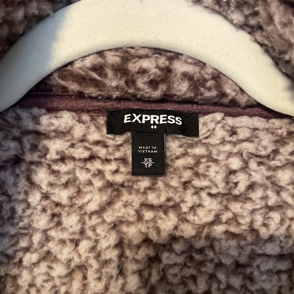 Express Factory Super Soft Cropped Half-Zip Pullover Sherpa Sweater Purple XS - Picture 6 of 12